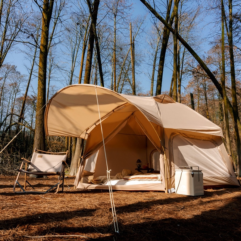 야외 캠핑용 통합 육각 텐트, 생체 공학 디자인, 넓은 공간 캠핑 텐트, 태양 쉼터, 즉석 캐빈 텐트, 3-5 인용